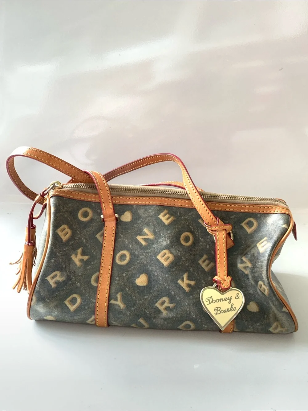 Dooney & Bourke Brown Logo Crossbody with Tan Trim